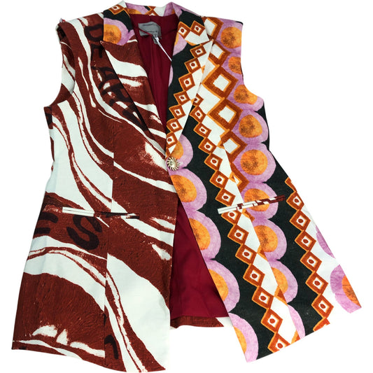 River Island Colourful Printed Sleeveless Blazer Women's Size Medium