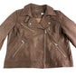 Branded Tan Brown Leather Biker Jacket UK18