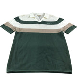 River Island Stripe Polo Shirt Size S Men's Casual Green Cream Cotton Knit
