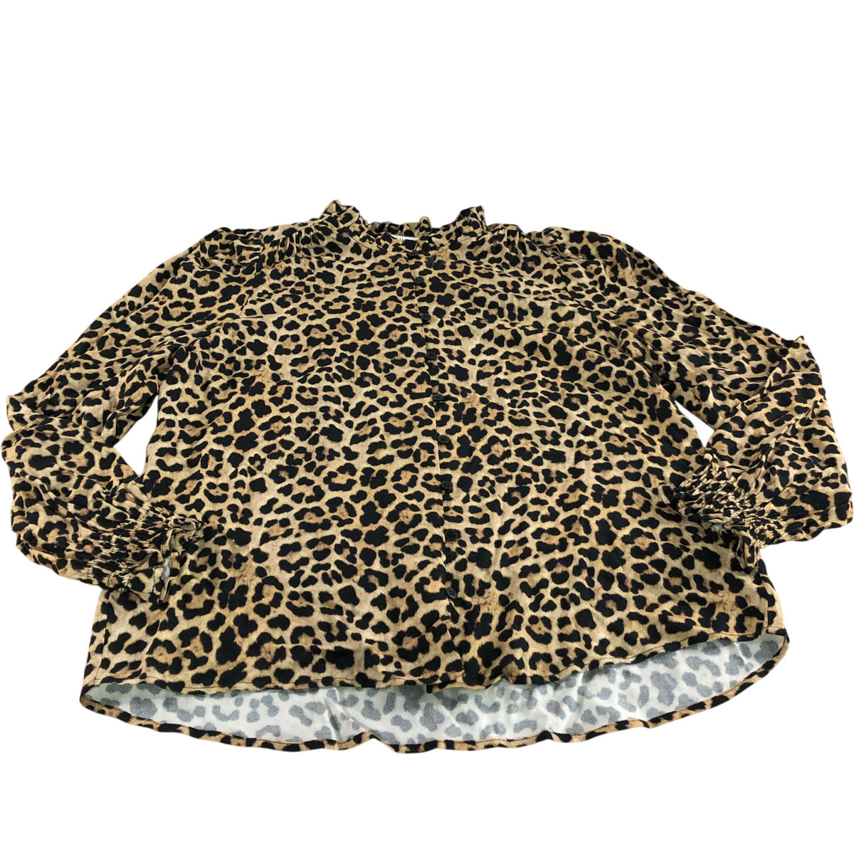 Baukjen Sabrina Printed Blouse UK12 Women's Cognac Leopard Viscose Top