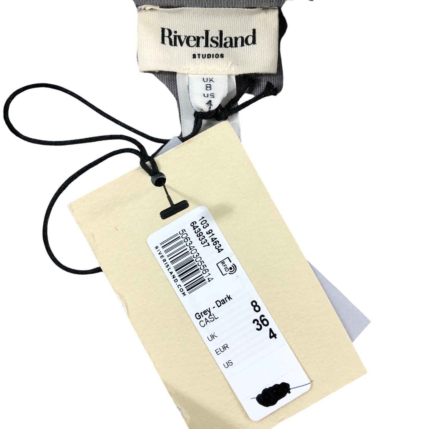 River Island UK8 Women's Grey Floral Embroidery T Shirt Casual