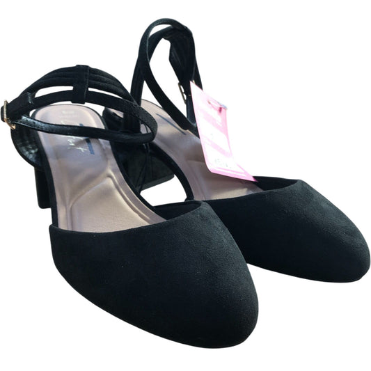 Black Suede Heels Size 6 Women's Block Heels Adjustable Strap