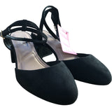 Black Suede Heels Size 6 Women's Block Heels Adjustable Strap