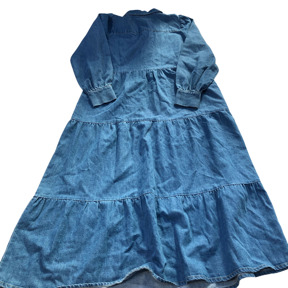 Baukjen Denim Midi Dress UK8 Women's Long Sleeve Button Down