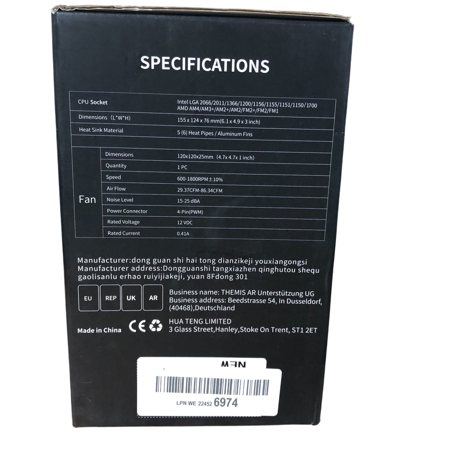 upHere S5 S6 CPU Cooler with Copper Heat Pipes 600 to 1800 RPM 120mm Fan