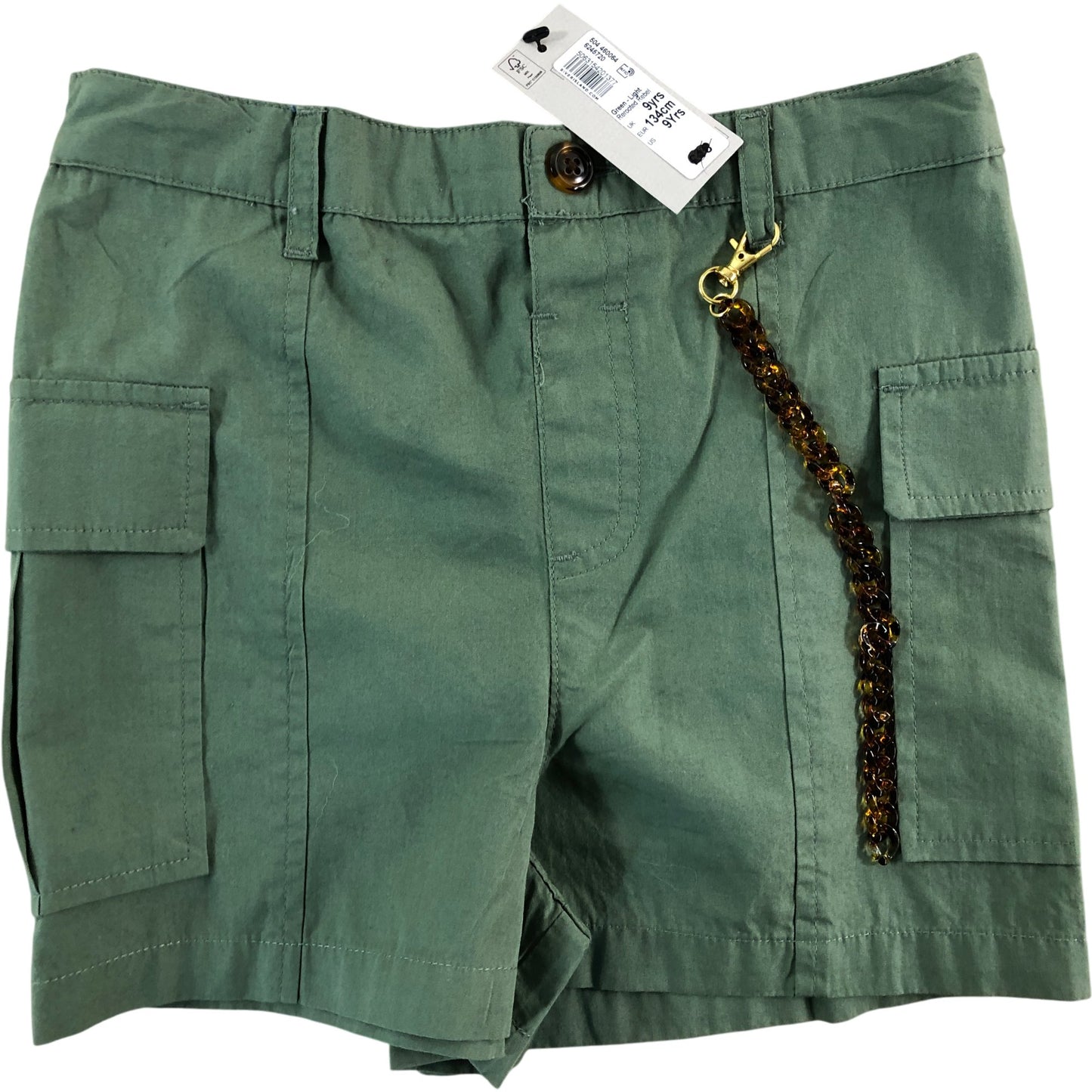 RIVER ISLAND Cargo Shorts UK9 Unisex Kids Green Light Rerooted Rebel