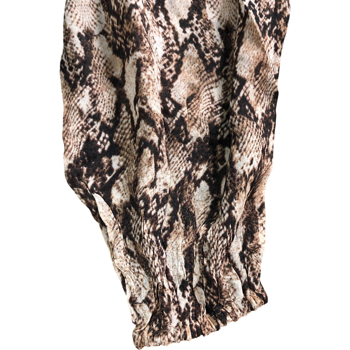 Branded Long Sleeve Snake Print Dress Women's Midi Viscose Brown UK6