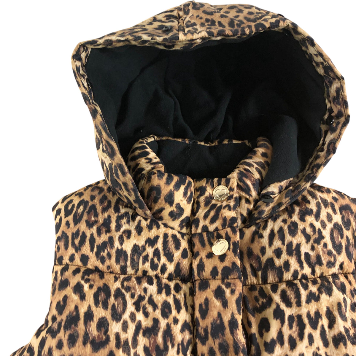 River Island Leopard Print Puffer Gilet UK2-3Years Kids Hooded