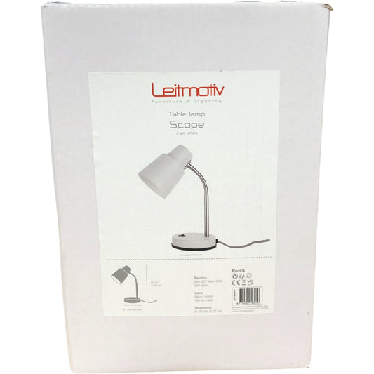 Leitmotiv Table Lamp Scope Matt White 30cm Adjustable Desk Light