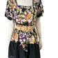 River Island Floral Print Dress Size UK 8 Women's Short Puff Sleeve Belted Black