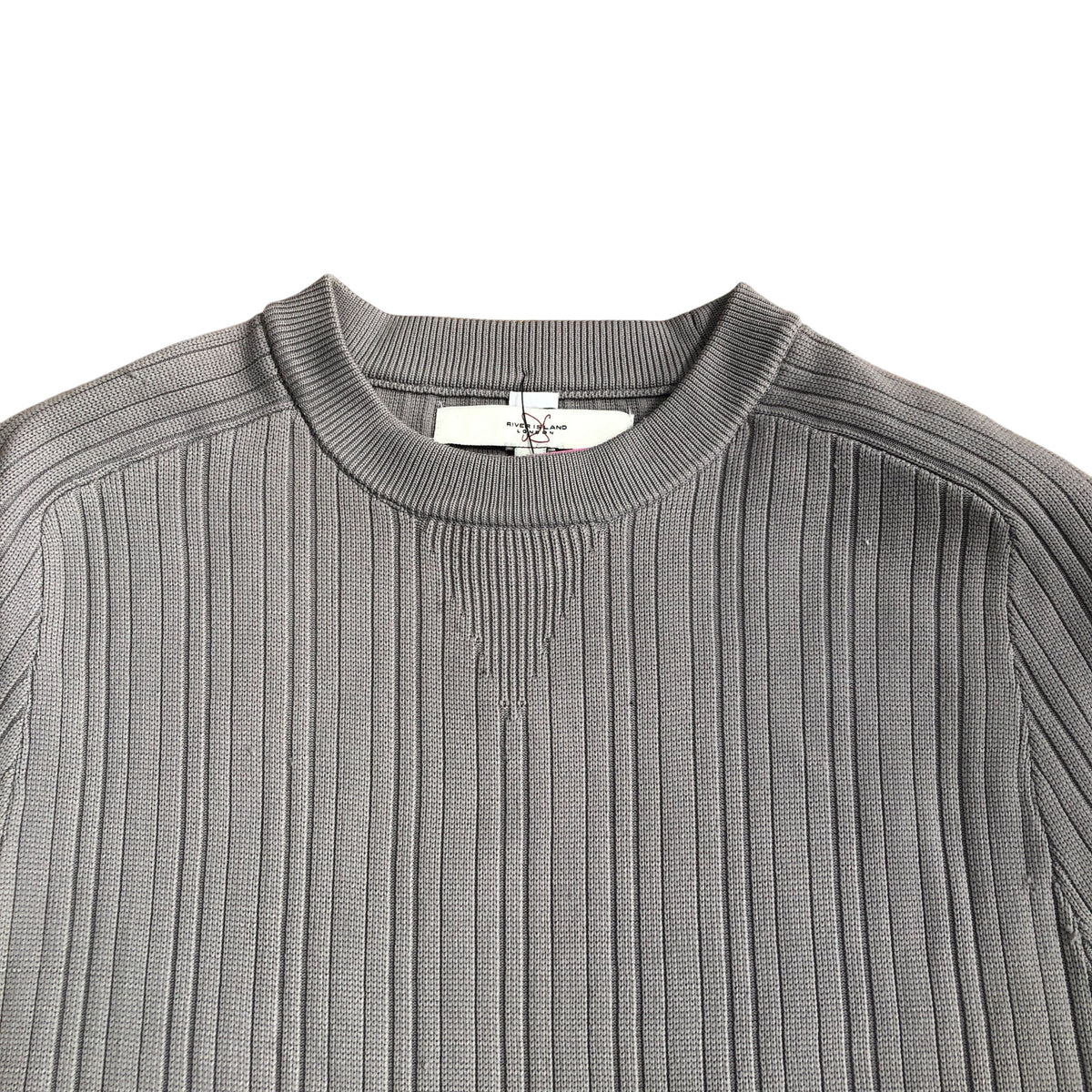 River Island Grey Ribbed Knit Sweater Pullover