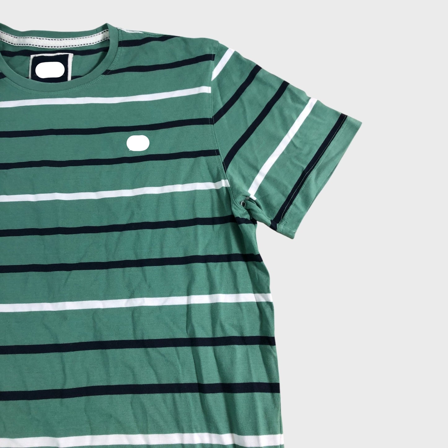 Branded Striped T-Shirt XXXL Men's Casual Cotton Green White