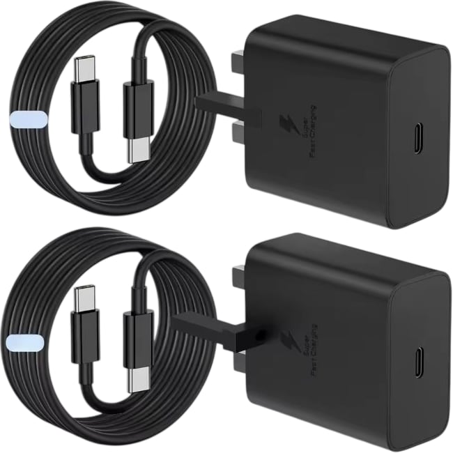 45W Type C Charger Fast Charging Black 2PCS USB Adapter Power Supply