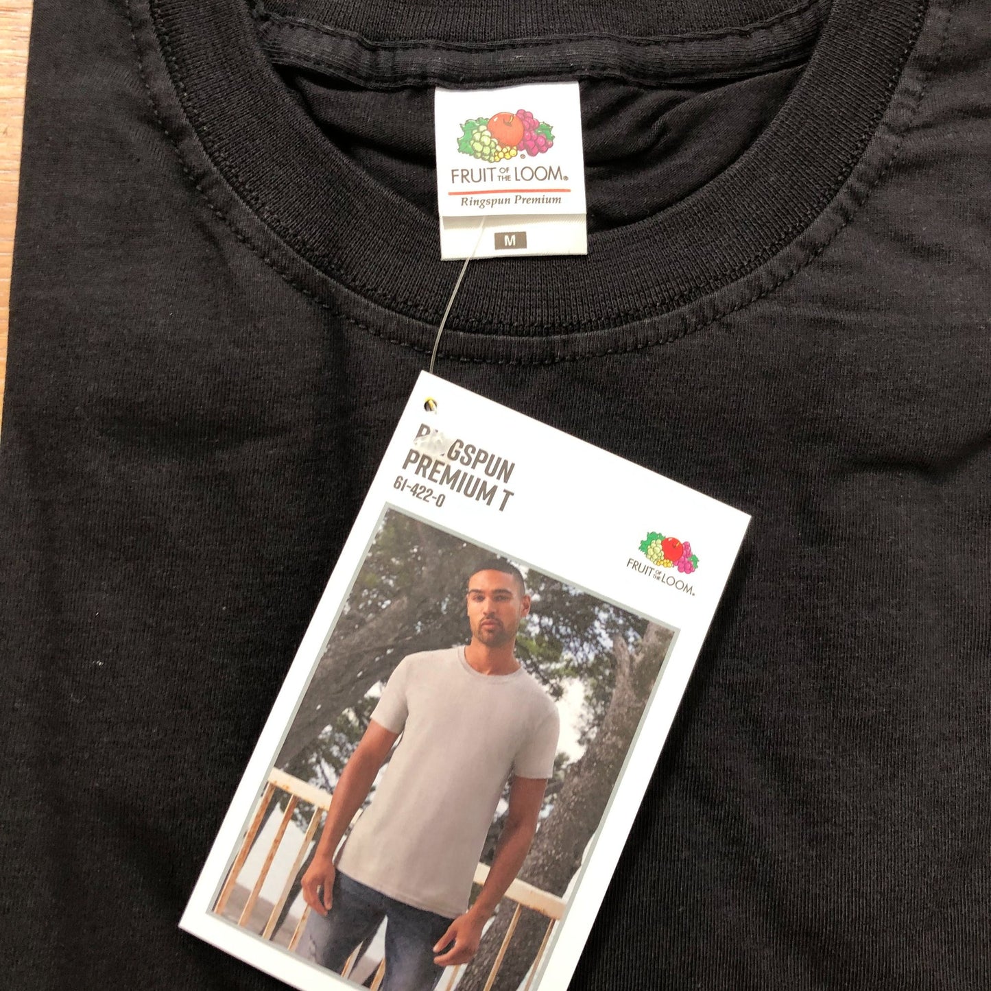 Fruit Of The Loom Ringspun Premium T Black T-Shirt Size M Men's Casual Top