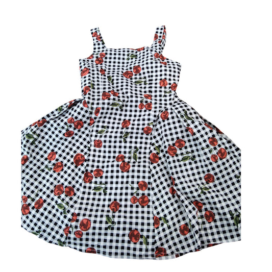 River Island Gingham Print Dress Girls 8 Years Sleeveless Floral Style