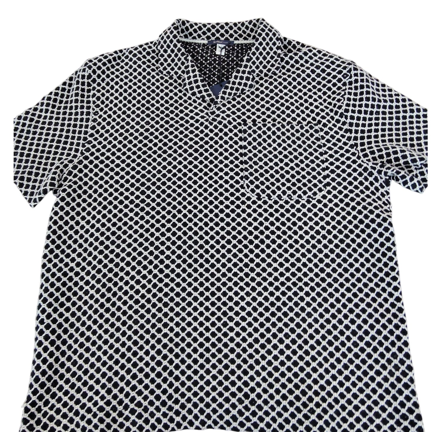 River Island Short Sleeve Shirt UK M Men's Black White Patterned Casual Top