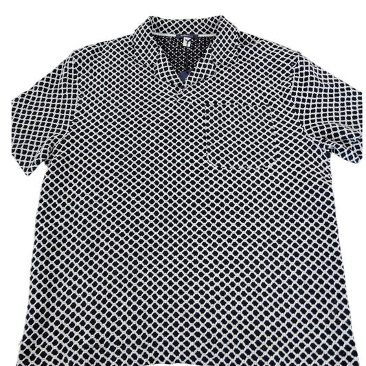 River Island Short Sleeve Shirt UK M Men's Black White Patterned Casual Top