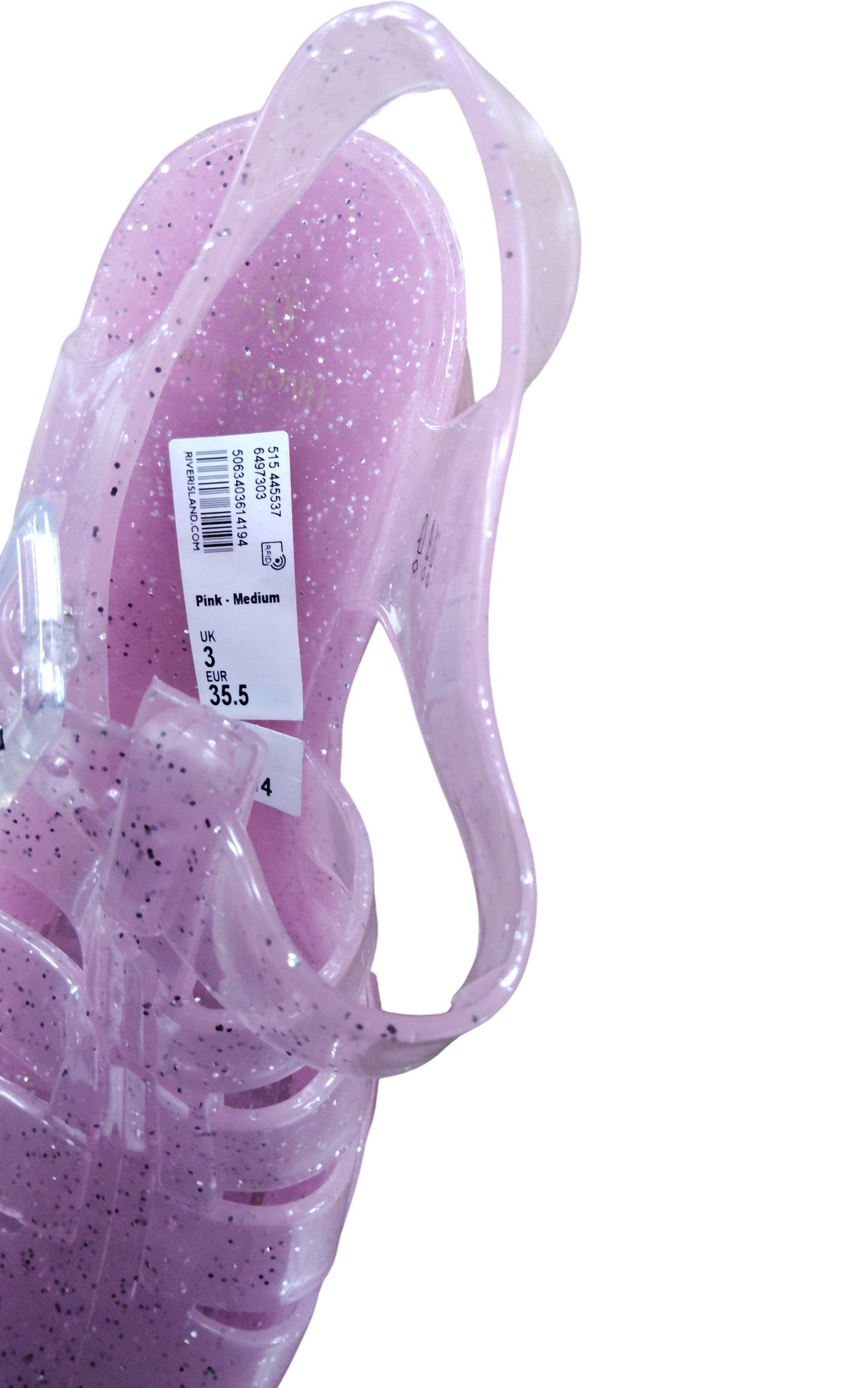 River Island Pink Glitter Sandals UK3 Women's Stylish Medium Fit Shoes