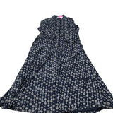 Long Sleeve Midi Dress UK12 Women's Navy Floral Pattern Organic Cotton