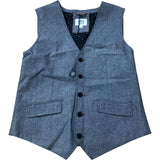 Mens Vested Waistcoat Smart Casual Button Up Grey Cotton Blend