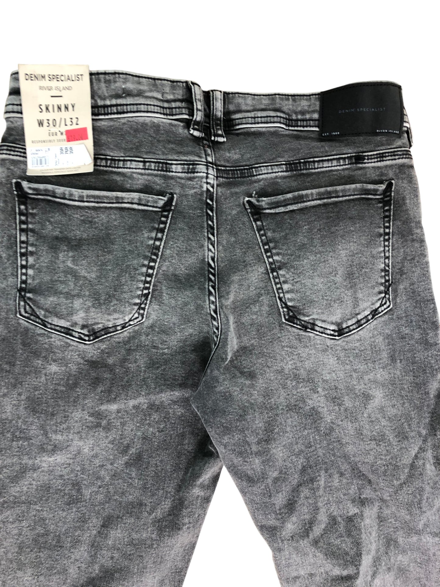 River Island Denim Specialist Skinny Jeans W30 L32 Men's Grey Dark Casual