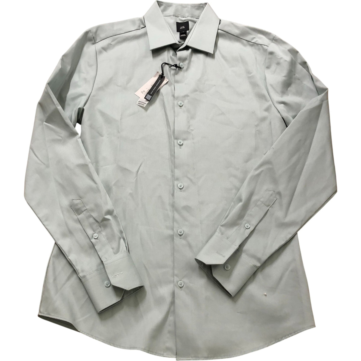 River Island Slim Fit Shirt Size S Men's Light Green Egyptian Cotton Easy Iron