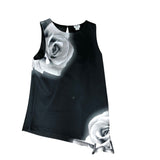 River Island Black Rose Print T-Shirt 9-10 Years Girls Floral Sleeveless Top