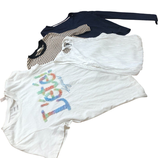 Women's T-Shirts White Striped Navy Blue Lot of 3 Fashion Tops UK6 Bundle