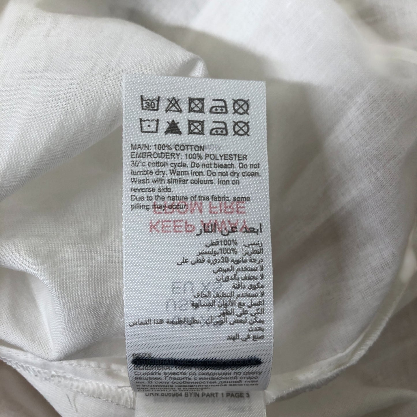 Branded Embroidered Blouse Women's White Long Sleeve Cotton Top UK6