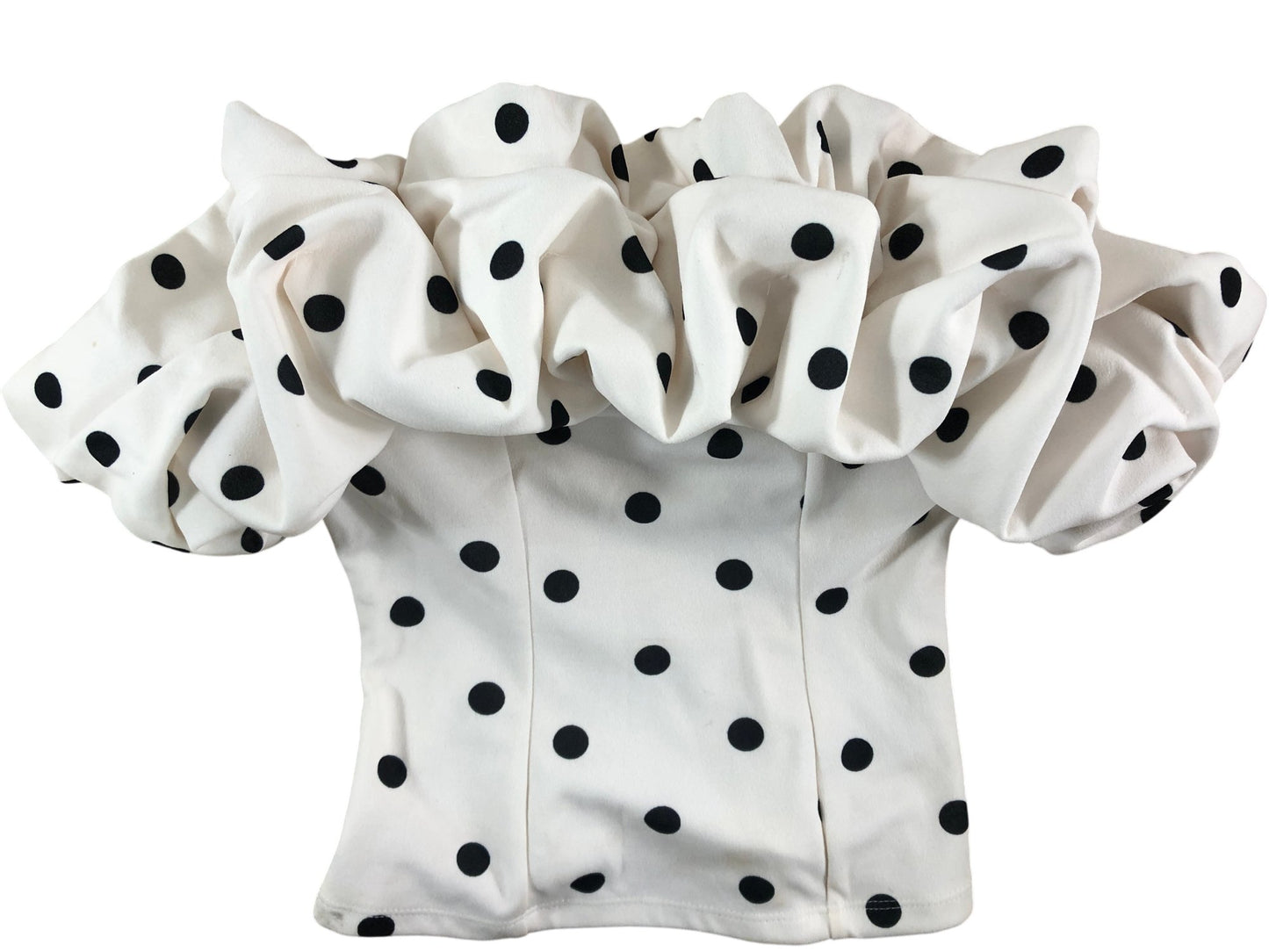 River Island Cream Garden PY Crop Top UK S Women's Polka Dot Ruffle Design