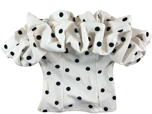 River Island Cream Garden PY Crop Top UK S Women's Polka Dot Ruffle Design