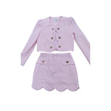River Island Girls 9-10 Years Pink Scalloped Edge Blazer Skirt Suit Set