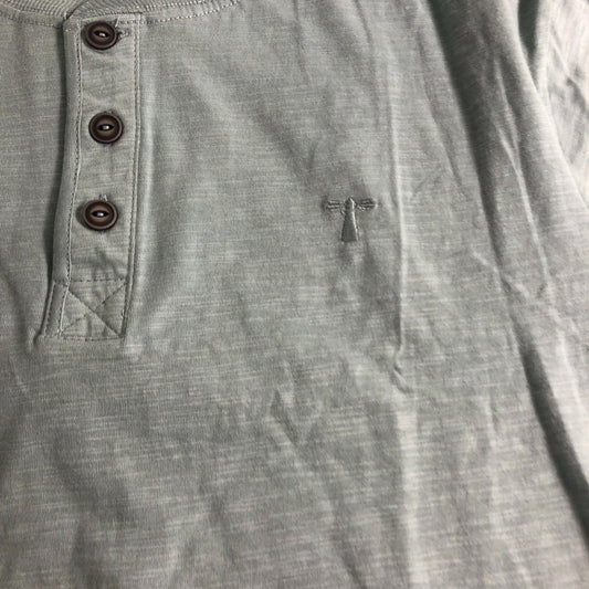 Saltwell Short Sleeve Casual Shirt XL Men's Cotton Button Henley Style Green