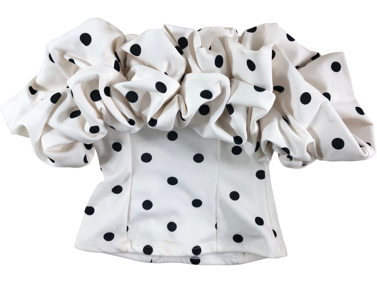 River Island Cream Garden PY Crop Top UK S Women's Polka Dot Ruffle Design