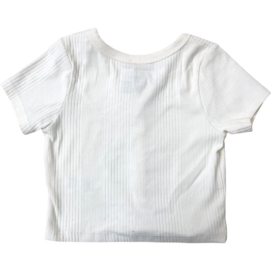 River Island Girls Ivory Ribbed Short Sleeve Top Size UK 5-6 Years Casual Wear