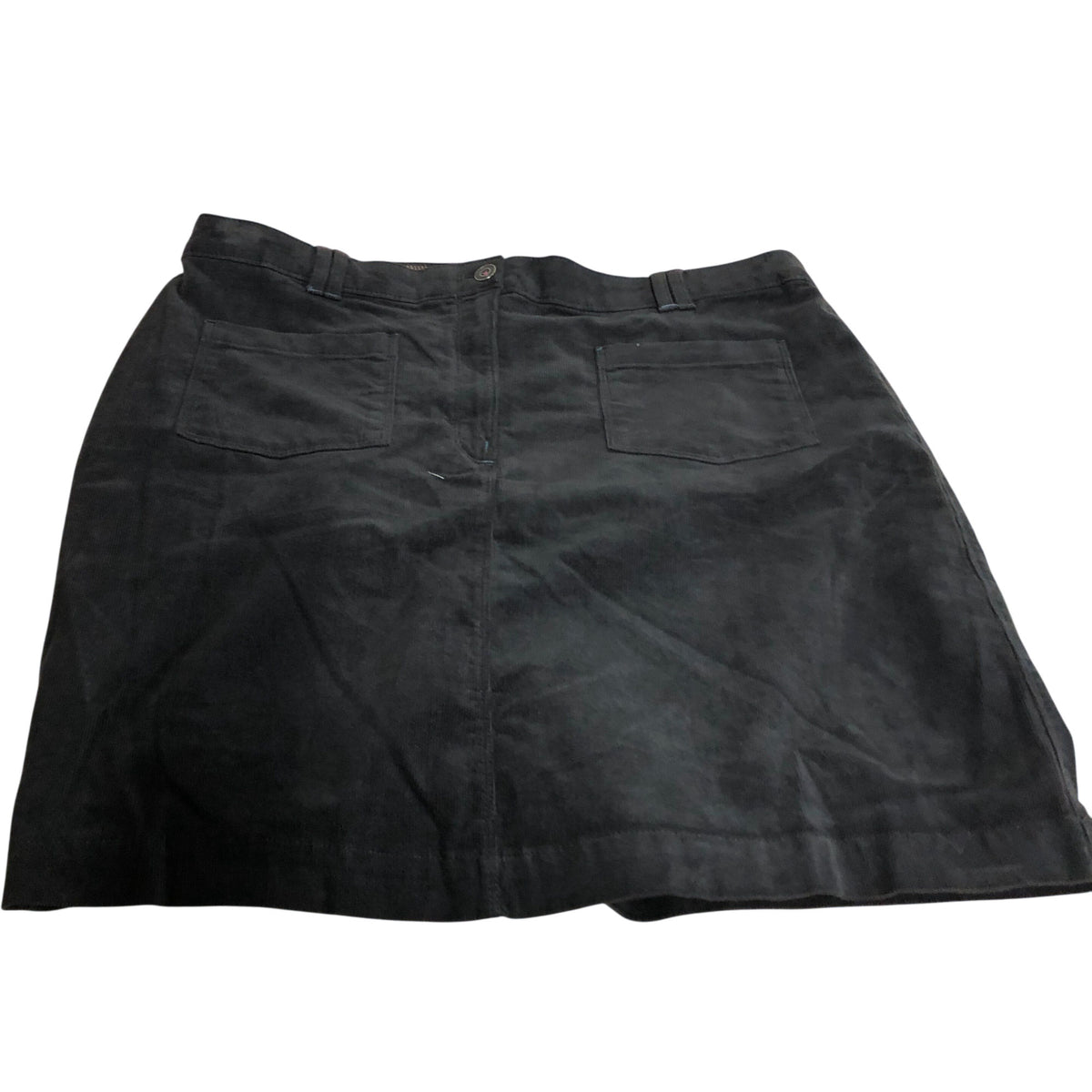 UK18 Women's Black Corduroy Skirt Knee Length Cotton Blend Casual