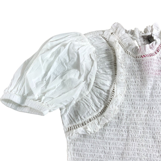 River Island Studios UK6 Women's White Smocked Top With Puff Sleeves