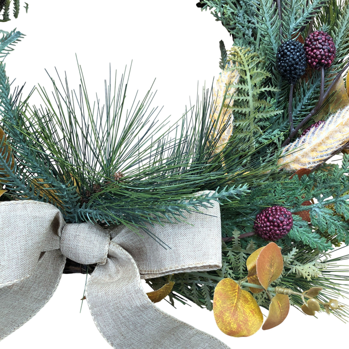 Beautiful Greenery Wreath With Eucalyptus Berries And Bow 18"