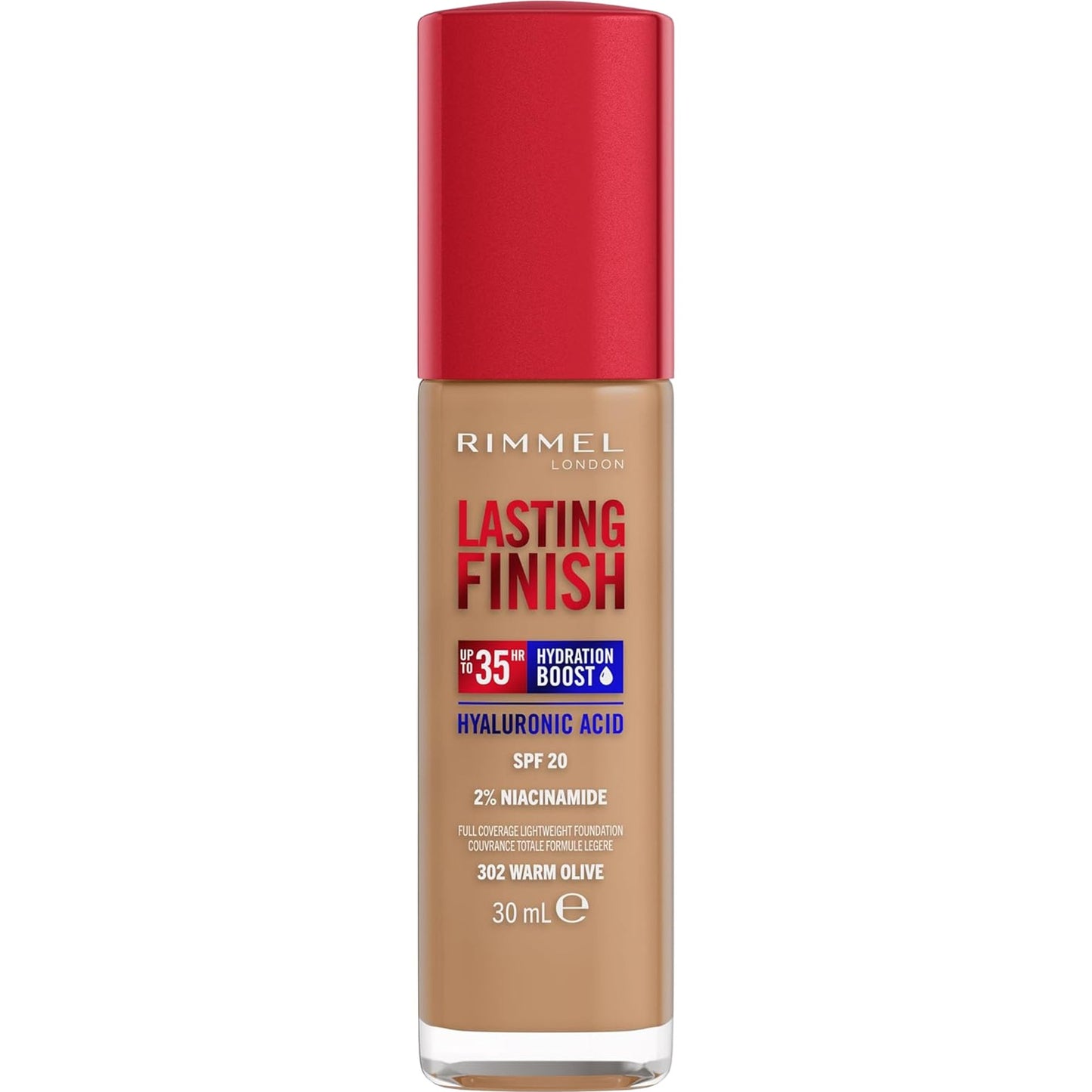 Rimmel London Lasting Finish Hydration Boost Foundation SPF20 302 Warm Olive