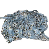 River Island Floral Print Blouse Size 12 Women's Lightweight Blue Long Sleeve