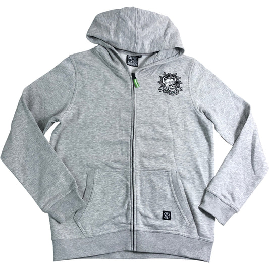 Saltrock Grey Zip Up Hoodie Size 13 Kids Skull Graphic Cotton Blend