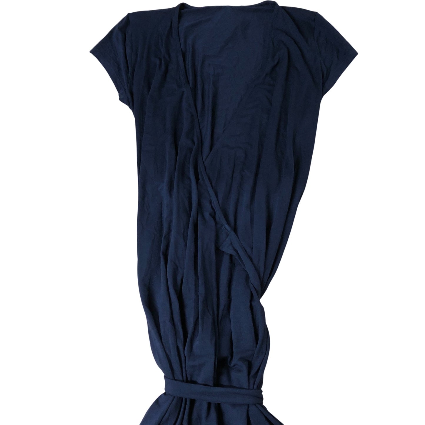 Navy Wrap Dress Women Jersey Viscose Short Sleeve Casual UK12