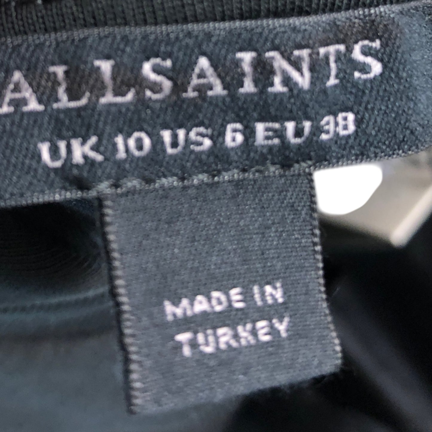 AllSaints Women's Black Midi Dress Size UK10 Elegant Flowing Design Cotton Blend