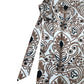 Neutral Print Wrap Midi Skirt Floral Design Cotton Lightweight