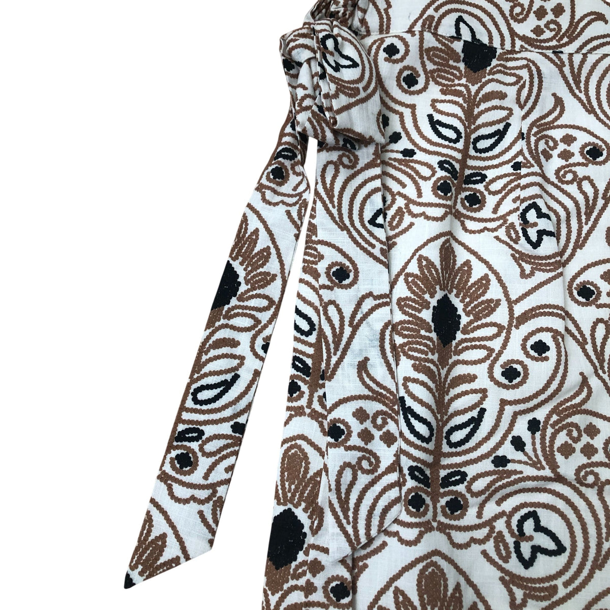Neutral Print Wrap Midi Skirt Floral Design Cotton Lightweight