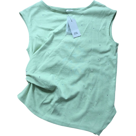 River Island Girls Tank Top 9-10 Years Light Green Gem Embellished Asymmetric