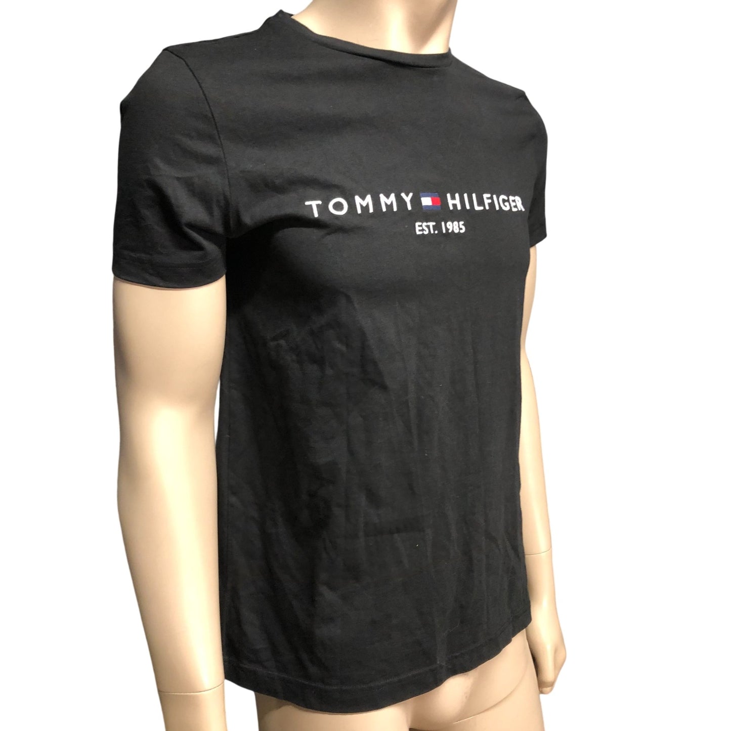 Tommy Hilfiger Black T-Shirt Men's M Organic Cotton Classic Fit Established 1985