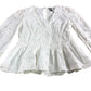 River Island White Peplum Top UK6 Women's Embroidered Long Sleeve Blouse