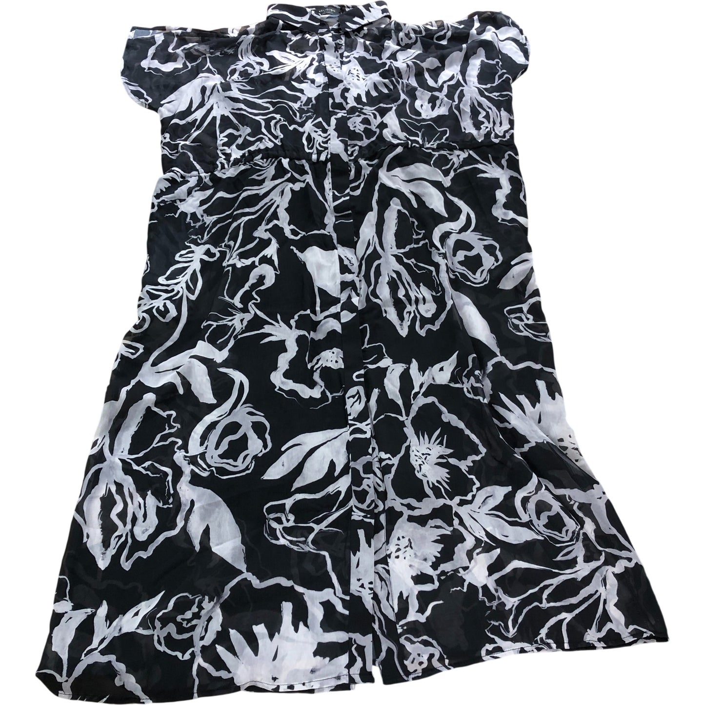 Branded Black Oversized Patterned Shirtdress - Size 10