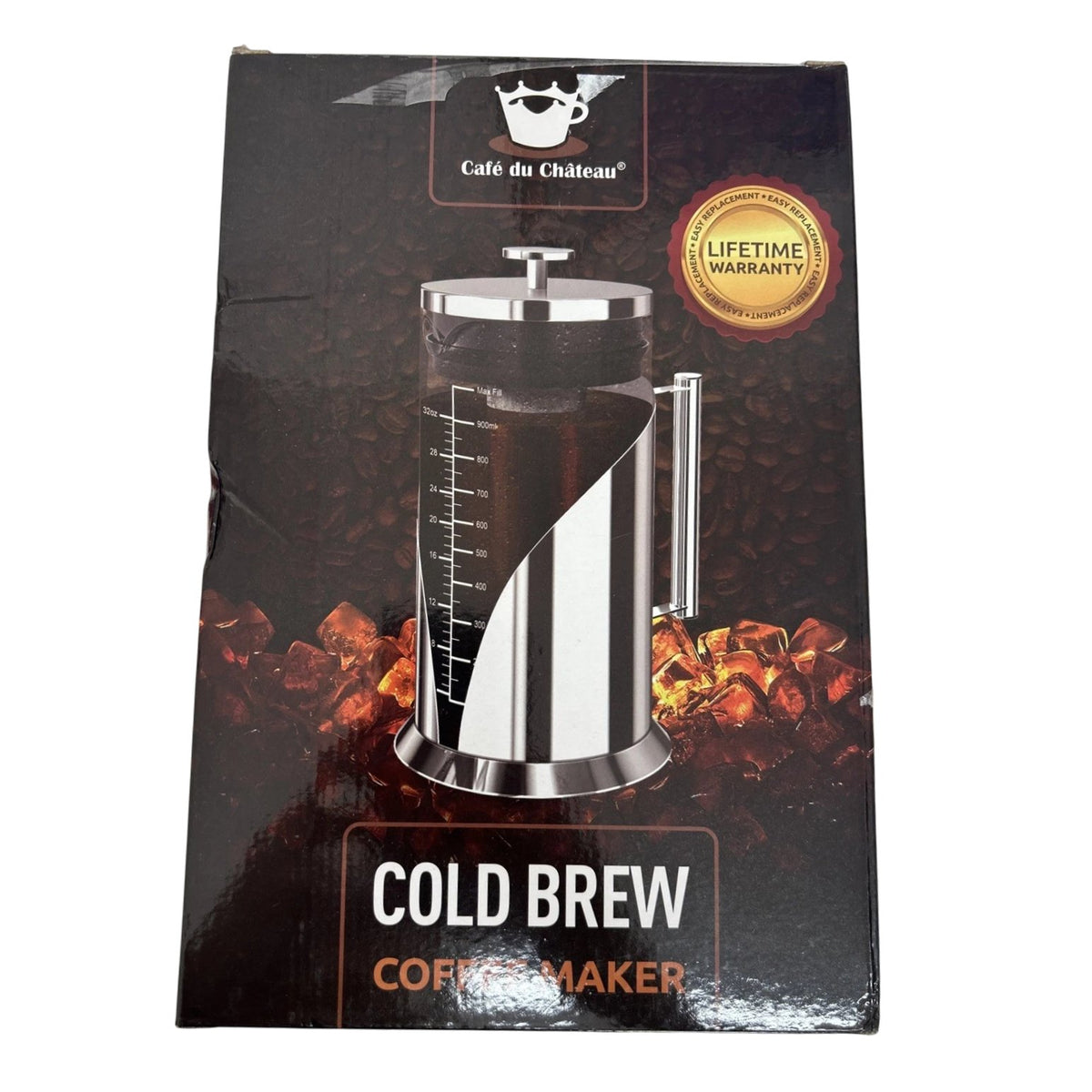 CAFÉ DU CHÂTEAU Cold Brew Coffee Maker 1L Stainless Steel Press Pot